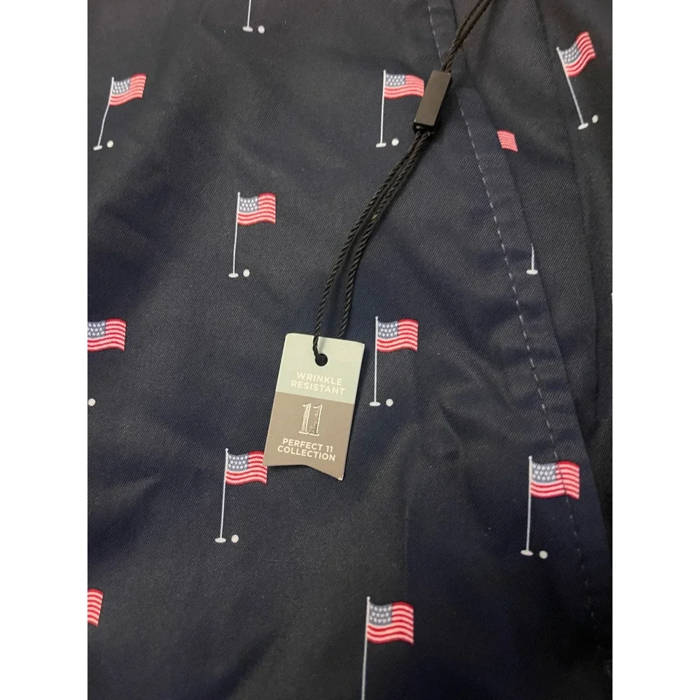 Walter Hagen Mens Golf Shorts Navy American Flag Perfect 11 W35 10in Inseam NWT - Picture 4 of 10